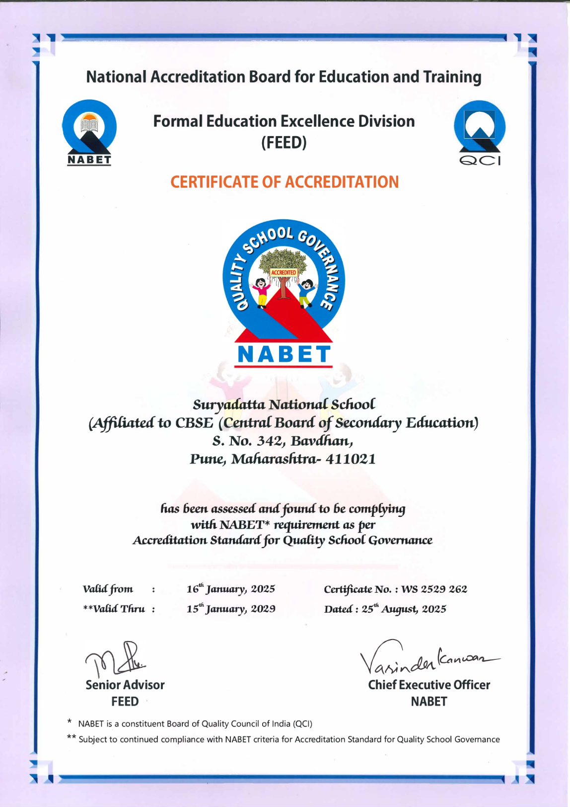 NABET Certificate SNS